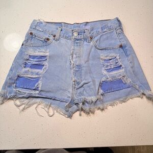 Levi's Light Blue Distressed Jean Shorts